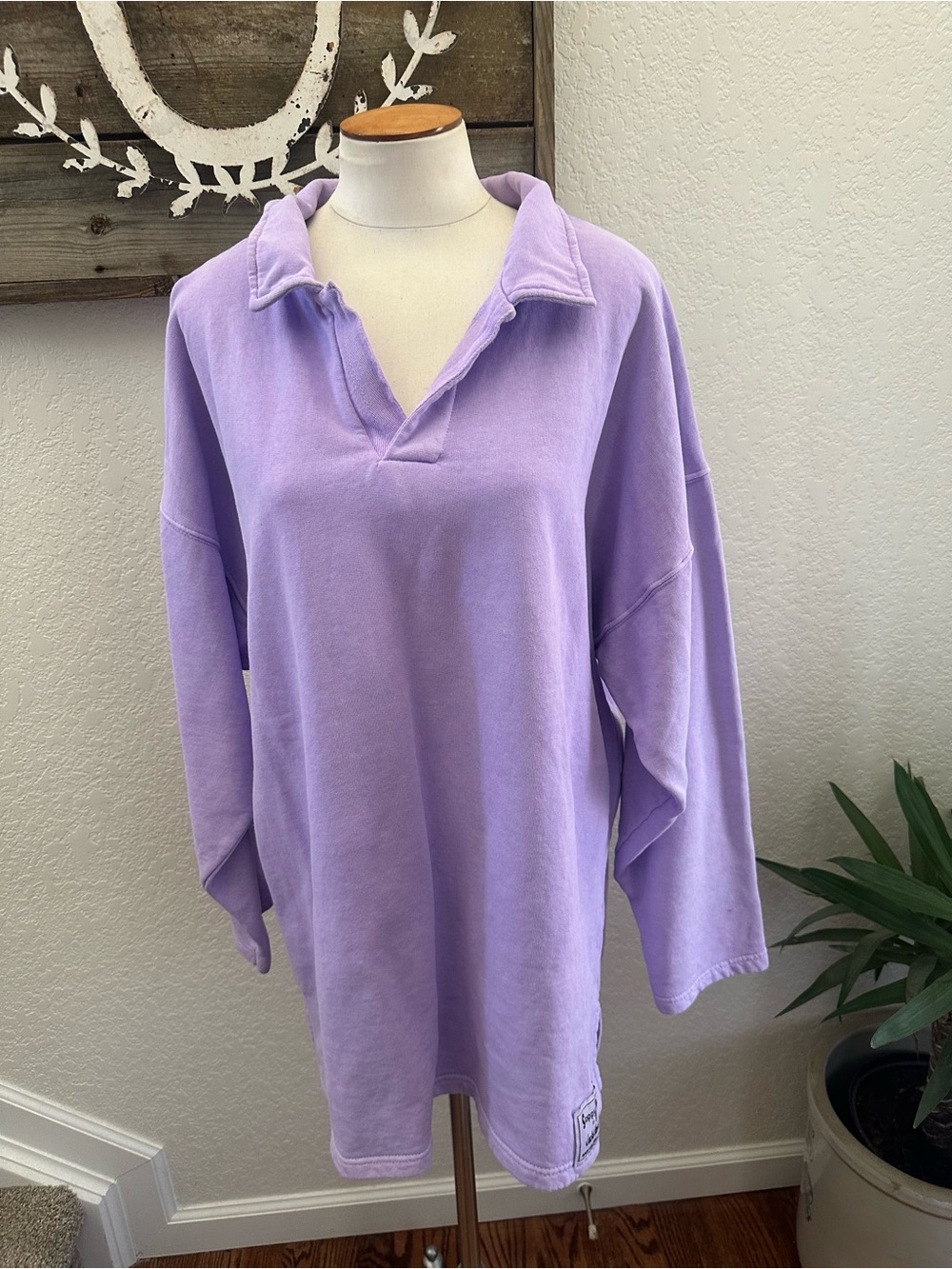 Sloppy Joe purple organic cotton tunic sweatshirt size 3 (large) NWOT